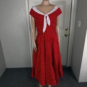 Stop Staring Women's Dress XL Polka Dot Pinup Retro 50's Stretch Tie K12